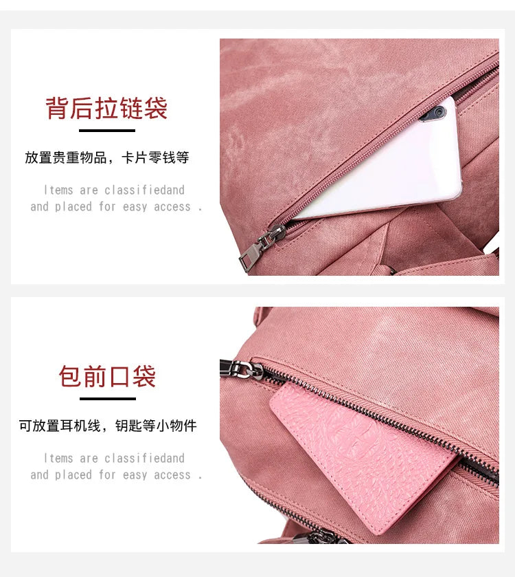 Vintage Leather Women's Backpack Travel School Bagpack