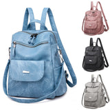 Vintage Leather Backpack for Women School Travel Bagpack