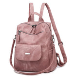 Vintage Leather Backpack for Women School Travel Bagpack