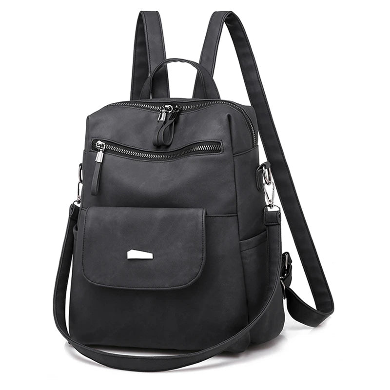 Vintage Leather Backpack Women Shoulder Bag Travel Bagpack