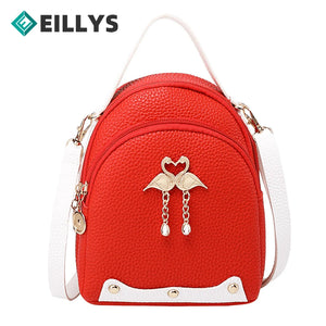 Leather Mini Backpack School Bag Women Style Solid Small Shoulder Bag