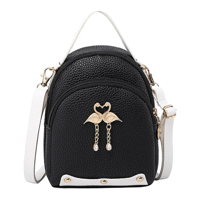 Leather Mini Backpack School Bag Women Style Solid Small Shoulder Bag