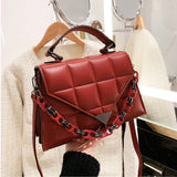 Leather Flap Shoulder Bag for Women Cross Body Satchel Chain Small Square Tote H