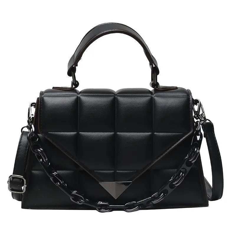 Leather Flap Shoulder Bag for Women Cross Body Satchel Chain Small Square Tote H