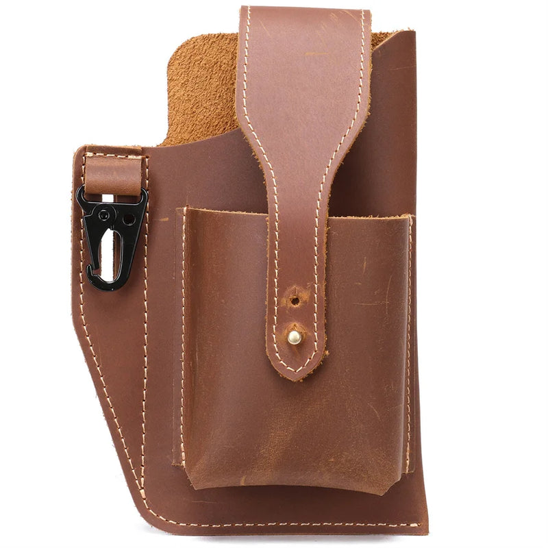 Men's Leather Waist Bag for Mobile Phone, Sports Tactics