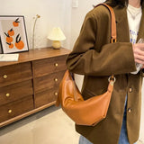 Women's Soft Leather Crossbody Tote Bag Half Moon Satchel