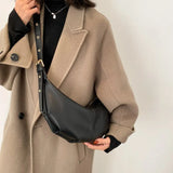 Women's Soft Leather Crossbody Tote Bag Half Moon Satchel