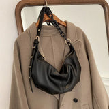 Women's Soft Leather Crossbody Tote Bag Half Moon Satchel