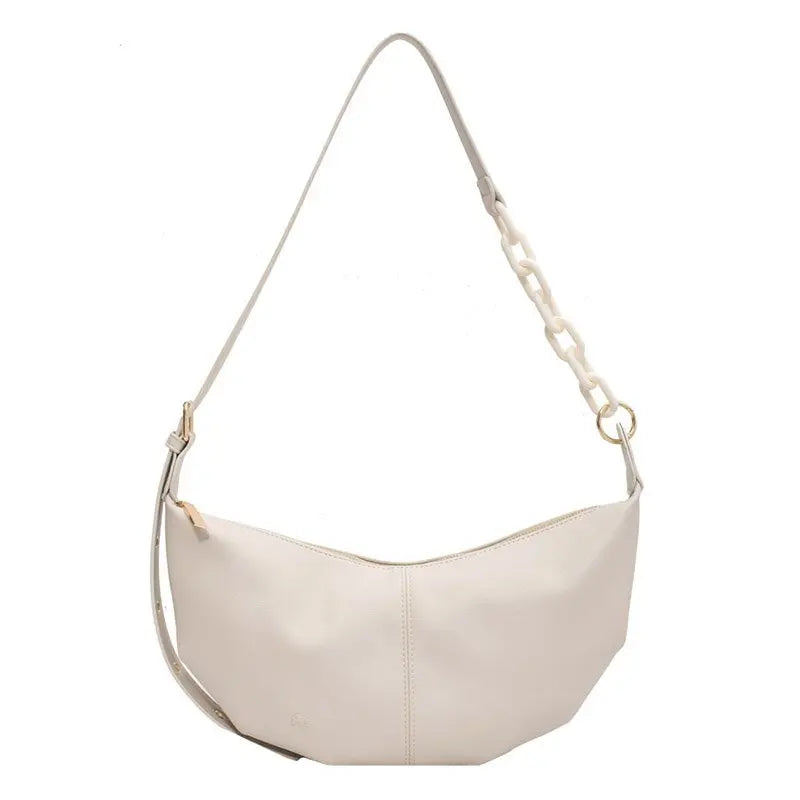 Women's Soft Leather Crossbody Tote Bag Half Moon Satchel