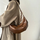 Women's Soft Leather Crossbody Tote Bag Half Moon Satchel