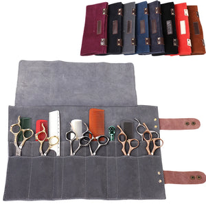 Leather Barber Hairdressing Tools Holder Pouch Scissors Shears Case Bag