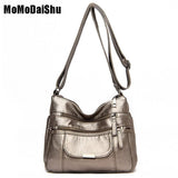 Vintage Leather Crossbody Bag Fold Over Small Multi-Pocket Women Messenger Bag