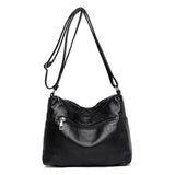 Vintage Leather Crossbody Bag Fold Over Small Multi-Pocket Women Messenger Bag