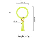 Leather Bracelet Key Ring PU Leather Fluorescent Tassels Big Key Ring