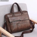 Men's Leather Laptop Briefcase Shoulder Bag