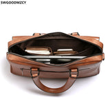 Men's Leather Laptop Briefcase Shoulder Bag
