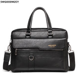 Men's Leather Laptop Briefcase Shoulder Bag