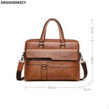 Men's Leather Laptop Briefcase Shoulder Bag
