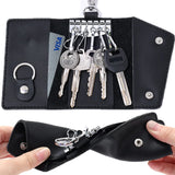 Leather Car Key Case Holder Organizer Pouch Split Key Wallet Bag
