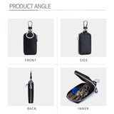Leather Car Key Case Men's Cowhide Zipper Key Leather Case