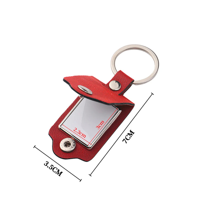 Leather Case Photo Frame Keychain Photo Ornament Mother's Gift