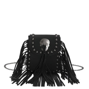 Leather Chain Phone Bag Women's Shoulder Bag Fringe Rivet Crossbody Bag