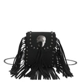 Leather Chain Phone Bag Women's Shoulder Bag Fringe Rivet Crossbody Bag
