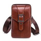 Leather Cowhide Men Waist Pack Mini Shoulder Crossbody Fanny Pack