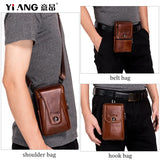Leather Cowhide Men Waist Pack Mini Shoulder Crossbody Fanny Pack