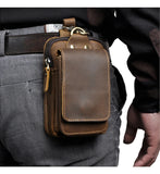 Vintage Leather Waist Belt Travel Pouch Hip Bag Phone Bag