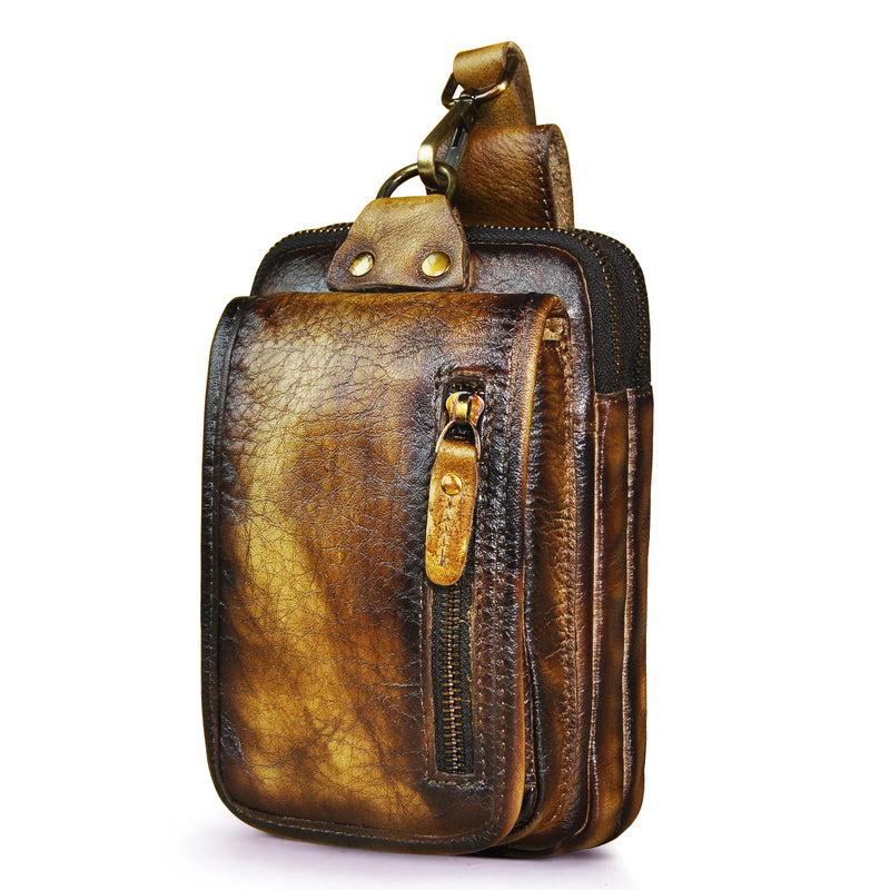 Vintage Leather Waist Belt Travel Pouch Hip Bag Phone Bag