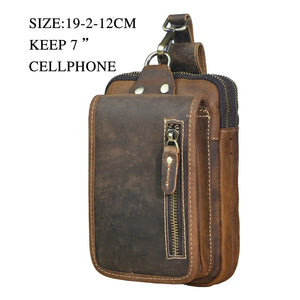 Vintage Leather Waist Belt Travel Pouch Hip Bag Phone Bag