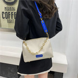 Leather CrossBody Bag with Heavy Chain Women Tote Handbag Shoulder Messenger Pur