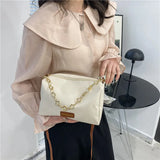 Leather CrossBody Bag with Heavy Chain Women Tote Handbag Shoulder Messenger Pur