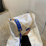 Leather CrossBody Bag with Heavy Chain Women Tote Handbag Shoulder Messenger Pur