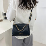 Leather CrossBody Bag with Heavy Chain Women Tote Handbag Shoulder Messenger Pur
