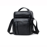 Leather Crossbody Bag Cowhide Shoulder Bag Men'S Travel Satchel Large Capacity