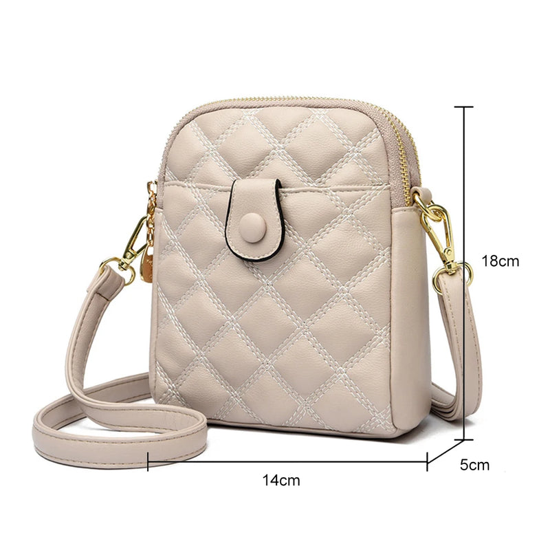 Quilted Rhombus Crossbody Bag Small Portable Solid Handbag