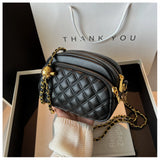 Rhombic Embroidery Crossbody Bag Women Chain Shoulder Handbag