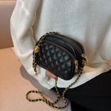 Rhombic Embroidery Crossbody Bag Women Chain Shoulder Handbag