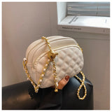 Rhombic Embroidery Crossbody Bag Women Chain Shoulder Handbag