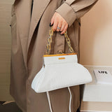 Leather Crossbody Messenger Bags Women Metal Hasp Pleated Shoulder Handbags