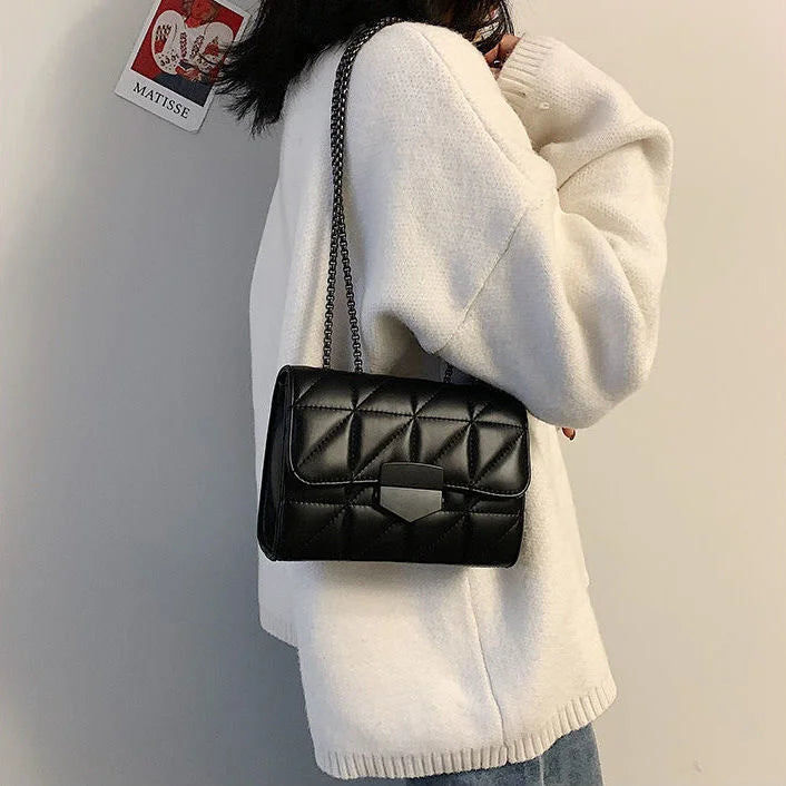 Quilted Leather Crossbody Rhombus Chain Bag Women Handbag