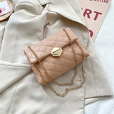Leather Diamond Women Mini Crossbody Bag Single Chain Shoulder Purse