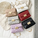 Leather Diamond Women Mini Crossbody Bag Single Chain Shoulder Purse