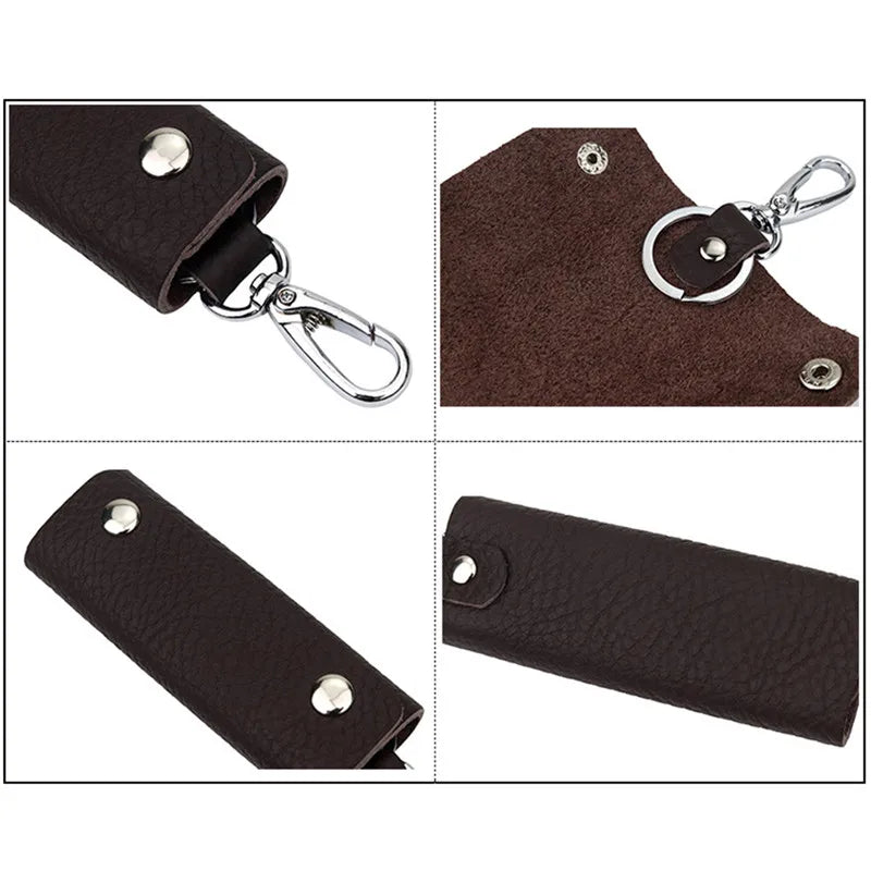 Leather Double Snap Key Holder Key Ring Organizer