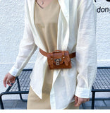 Crocodile Pattern Mini Waist Bag Wallet Brown Crossbody Bags