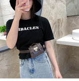 Crocodile Pattern Mini Waist Bag Wallet Brown Crossbody Bags