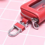 Leather Car Key Case Cowhide Key Cover Fob Key Chain For Car Zipper Wallet