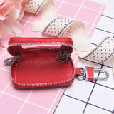 Leather Car Key Case Cowhide Key Cover Fob Key Chain For Car Zipper Wallet